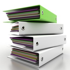 white folders for documents in 3-d visualization