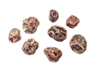 Dry plum or prune fruit isolated on white background