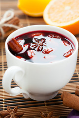 traditional hot beverage from warm wine with spices