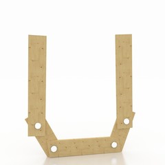 One letter wooden alphabet, isolated on white