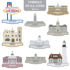 Fototapeta premium Symbols of US cities