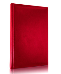 Blank red book cover isolated on white background
