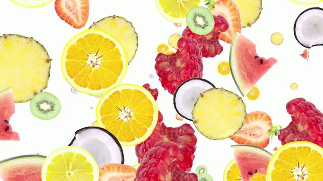 Falling chopped Fruits as background video (with Alpha)