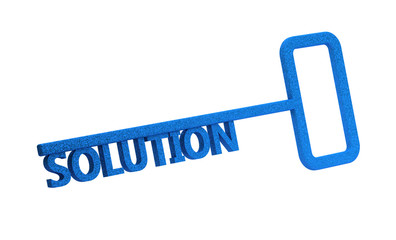 blue key with word solution on a white background