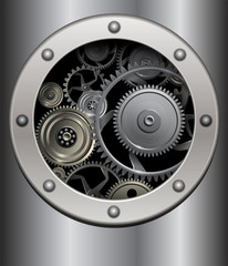 Technology background, metallic vector gears.