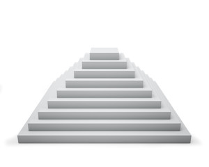 3D white step pyramid isolated on white