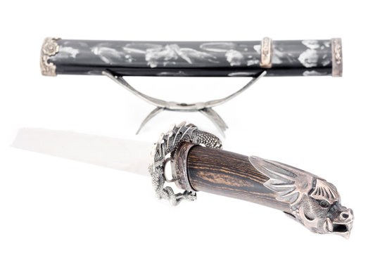 Japanese samurai sword (katana) and sheath isolated