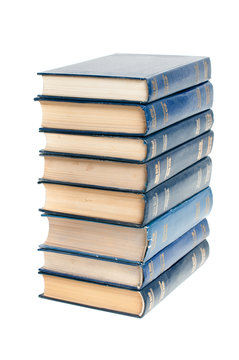 A Stack Of Books On A White Background.