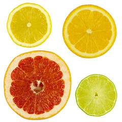 Fototapeta premium Slices of citrus fruits on white background isolated