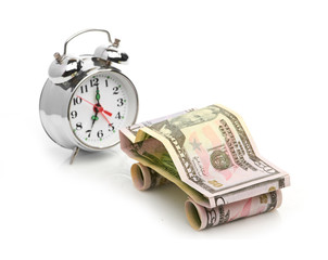 time buy car concept (car made from dollar)