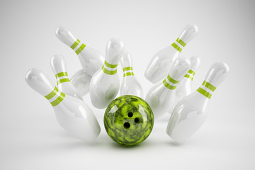 Bowling Strike gr&uuml;n/weiss