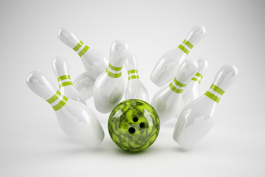 Bowling Strike gr&uuml;n/weiss