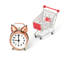 shopping cart with clock