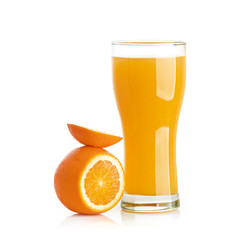 orange juice splash isolated on a white background