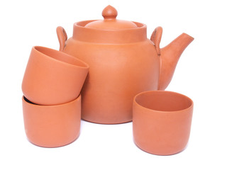 Tea-pot and three cups for tea