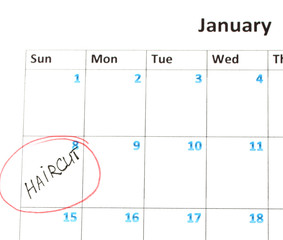 Notes on the calendar, close-up