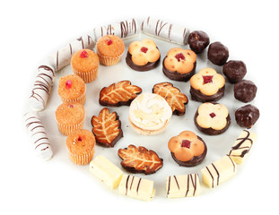 Sweet cookies isolated on white.