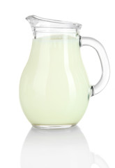 Pitcher of milk isolated on white
