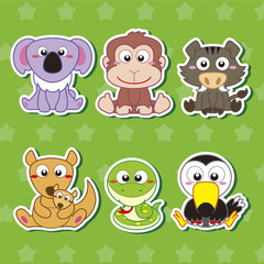 Six Cute Cartoon Animal Stickers