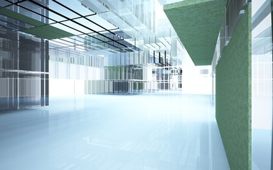 Abstract interior of glass blocks