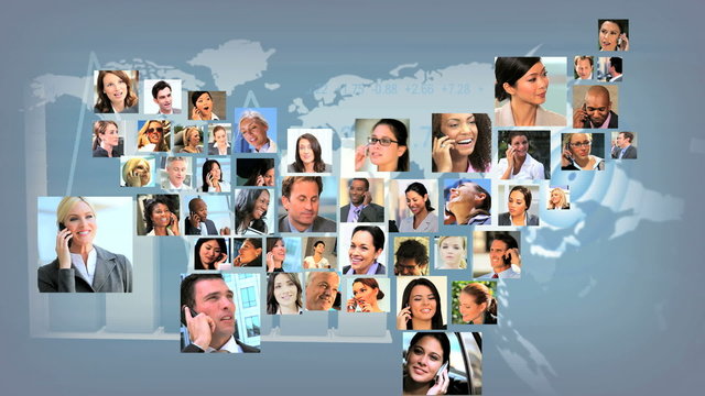 Montage Business People USA Shape Map CG Global Communications