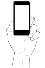 Smartphone in hand with blank screen