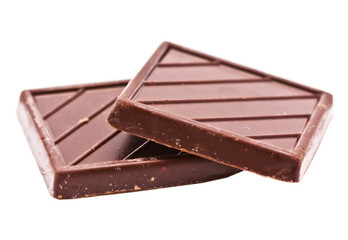 two square chocolate bar on a white background