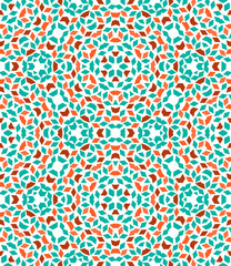 Abstract colorful seamless pattern in blue and orange, vector