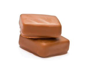 two chocolates with a stuffing