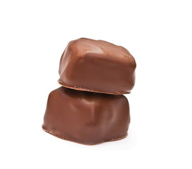 two chocolates with a stuffing