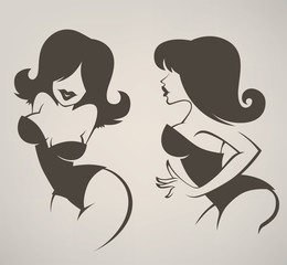 vector collection of cartoon pin up girls