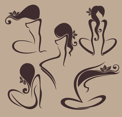 vector collection of beautiful girl images with decorative hair