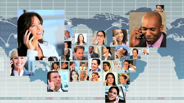 Montage USA Shape Business People Using Global Telecommunication