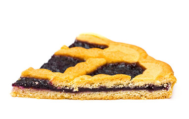 Pie with bilberry on the white