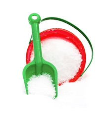winter children's toys a shovel and a bucket