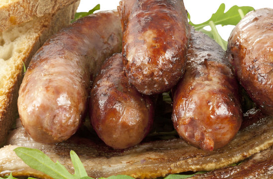 Salsicce e pancetta cotta alla brace