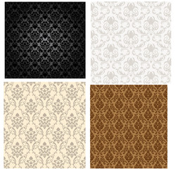 Damask seamless color pattern set