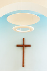 Wooden cross with nimbus