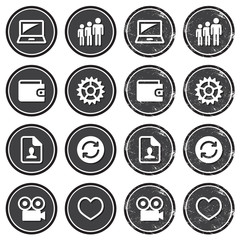 Web navigation icons on retro labels set