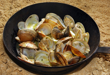 clams to the frying pan