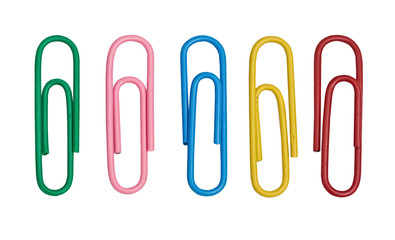 isolated color paper clips