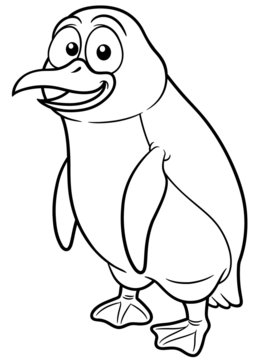 Vector illustration of Penguin cartoon - Coloring book