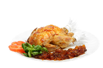 Galletto al forno con marmellata di cipolle