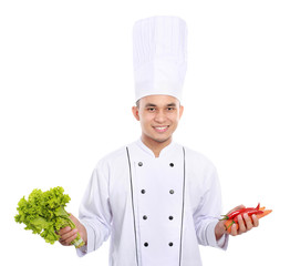 chef with fresh ingredient