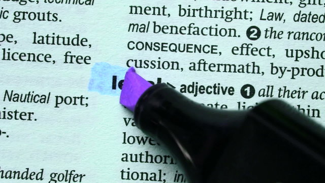Legal highlighted in purple
