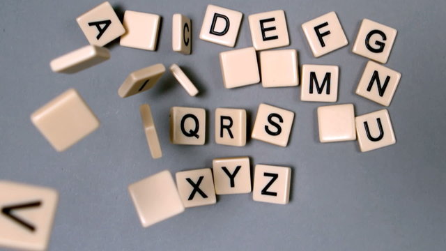 Plastic letters bouncing and showing the alphabet