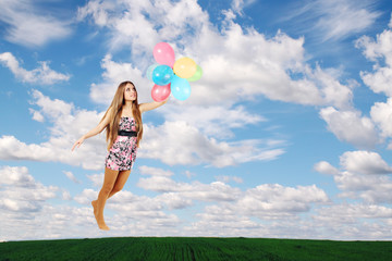 woman  on the balloons