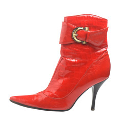 Red female shoes, isolated