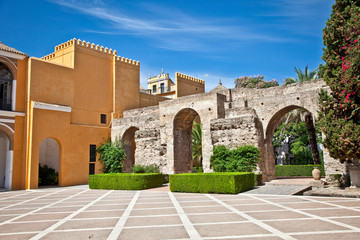 Courtyard of Alcazar, Seville,  Spain