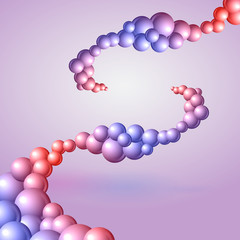 Red-blue bubbles collected in form of a wave